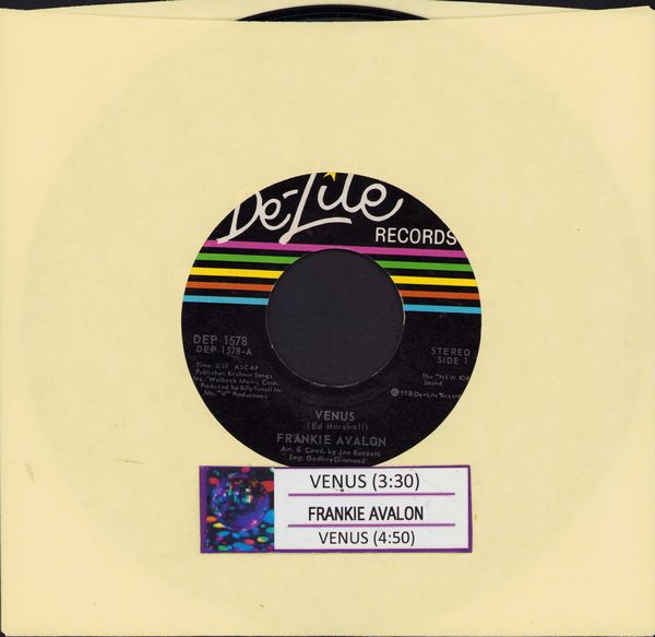 Avalon, Frankie - Venus (4:50 minutes Disco Version)/Venus (with juke box label) - EX8/ - 45 rpm Records