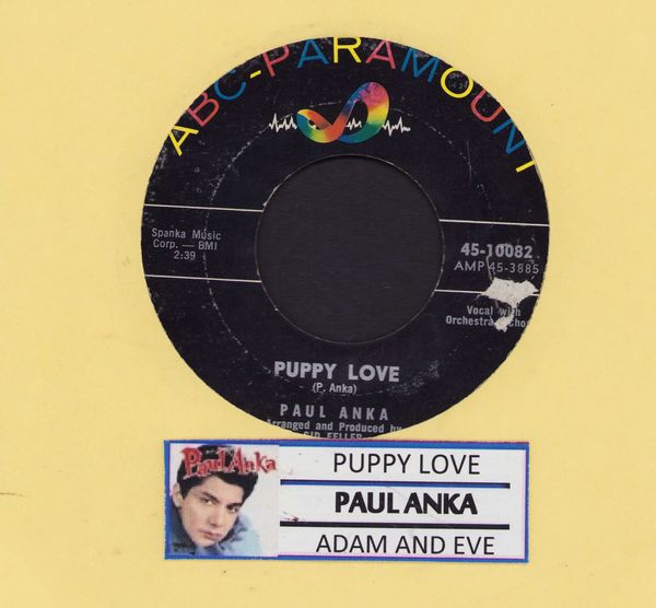 Anka, Paul - Puppy Love/Adam And Eve  (with jukebox label, small label blemish) - VG7/ - 45 rpm Records