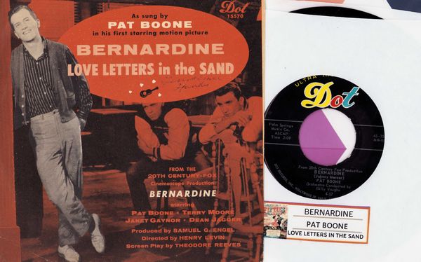 Boone, Pat - Bernardine/Love Letters In The Sand (with jukebox label and picture sleeve) - NM9/EX8 - 45 rpm Records