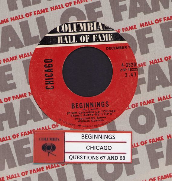 Chicago - Beginnings/Questions 67 and 68 (double-hit re-issue with jukebox label and Columbia company sleeve) - EX8/ - 45 rpm Records