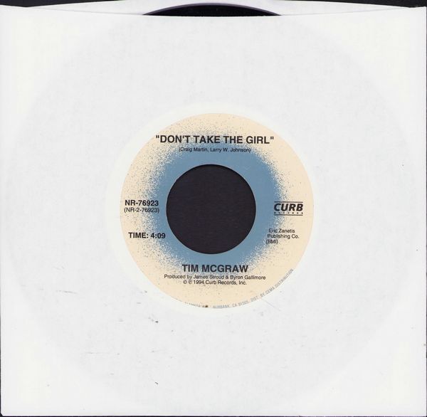 McGraw, Tim - Don't Take The Girl/Indian Outlaw (Radio Mix) - NM9/ - 45 rpm Records