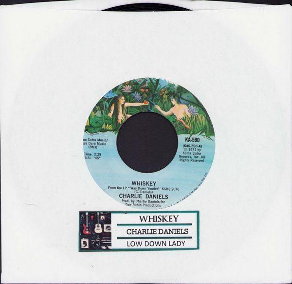 Daniels, Charlie - Whiskey/Low Down Lady (1974 first pressing with jukebox label) - NM9/ - 45 rpm Records