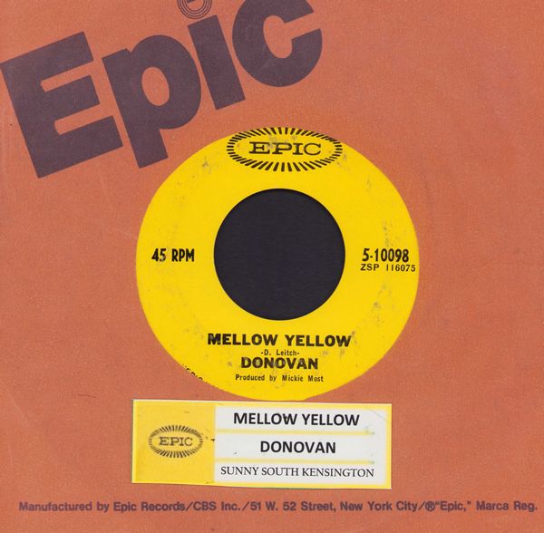 Donovan - Mellow Yellow/Sunny South Kensington (with jukebox label and Epic company sleeve) - VG7/ - 45 rpm Records
