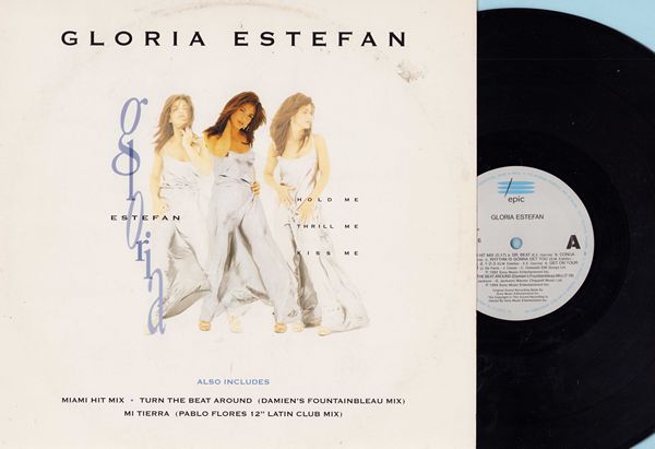 Estefan, Gloria - Hold Me, Thrill Me, Kiss Me: Miami Hit Mix, Turn The Beat Around, Mi Tierra (12 inch vinyl Maxi Single with picture cover, Dutch Pressing) - NM9/VG7 - Maxi Singles