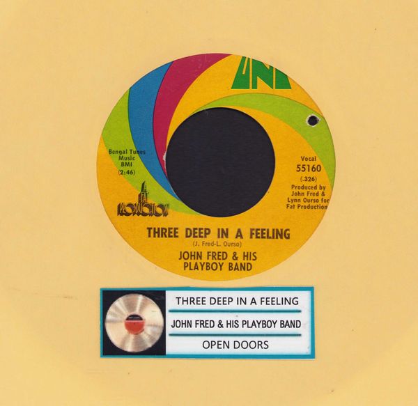 Fred, John & His Playboy Band - Three Deep In A Feeling/Open Doors (with jukebox label, bb) - NM9/ - 45 rpm Records