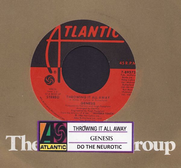 Genesis - Throwing It All Away/Do The Neurotic (with jukebox label and Atlantic company sleeve) - EX8/ - 45 rpm Records