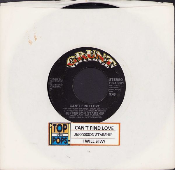 Jefferson Starship - Can't Find Love/I Will Stay (with jukebox label) - EX8/ - 45 rpm Records
