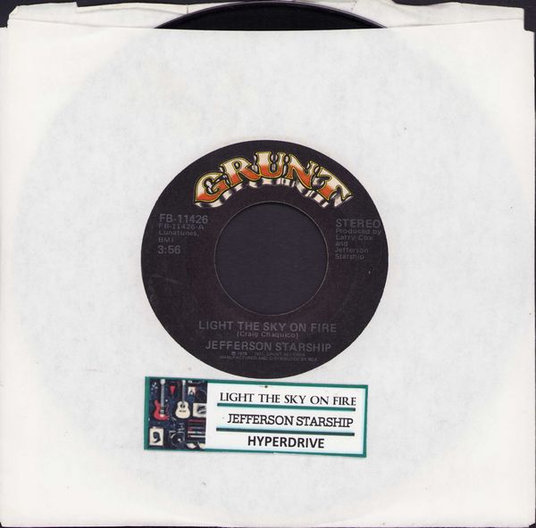 Jefferson Starship - Light The Sky On Fire/Hyperdrive (early pressing with jukebox label) - VG7/ - 45 rpm Records