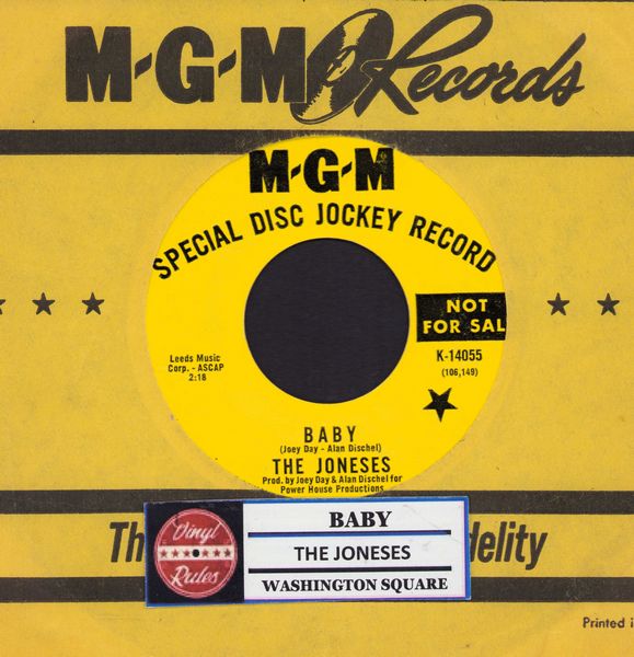 Joneses - Baby/Washington Square (DJ advance pressing with jukebox label and MGM company sleeve) - NM9/ - 45 rpm Records