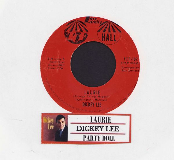 Lee, Dickey - Laurie (Strange Things Happen)/Party Doll (with juke box label) - VG7/ - 45 rpm Records