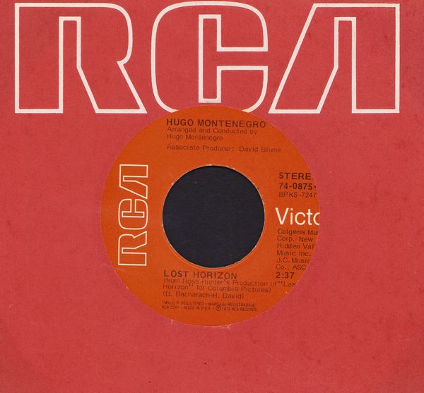 Montenegro, Hugo  - Lost Horizon/Learn To Say Goodbye (with RCA company sleeve) - NM9/ - 45 rpm Records