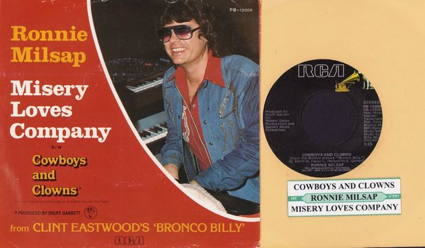 Milsap, Ronnie - Cowboyd & Clowns/Misery Loves Company (DJ advance pressing with jukebox label and picture sleeve) - NM9/VG7 - 45 rpm Records