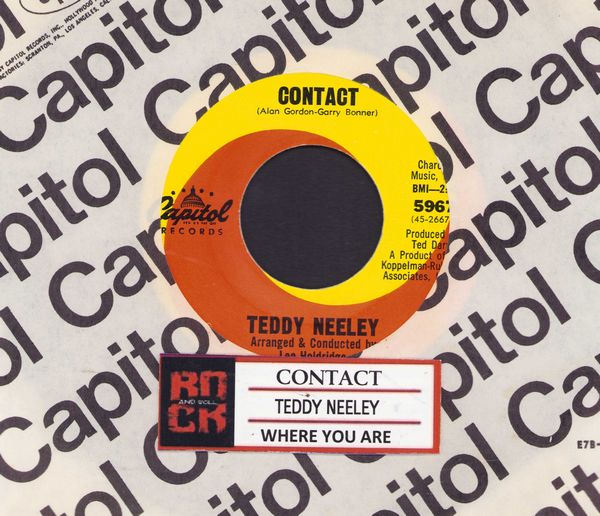 Neeley, Teddy - Contact/Where You Are (with jukebox label and vintage Capitol company sleeve) - EX8/ - 45 rpm Records
