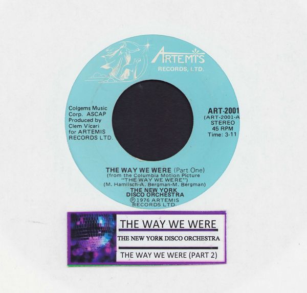 New York Disco Orchestra - The Way We Were (Parts 1 + 2)(with jukebox label) - NM9/ - 45 rpm Records