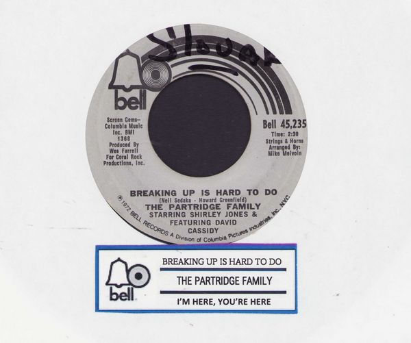 Partridge Family - Breaking Up Is Hard To Do/I'm Here, You're Here (with jukebox label, wol) - NM9/ - 45 rpm Records