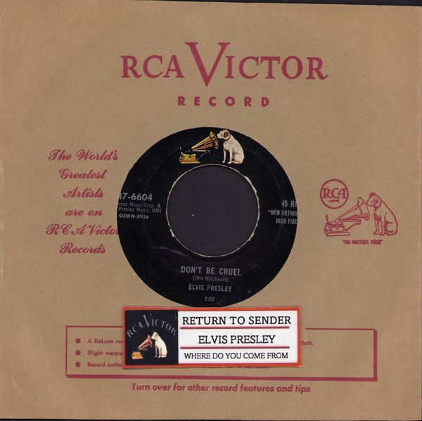 Presley, Elvis - Don't Be Cruel/Hound Dog (first pressing with jukebox label and RCA company sleeve) - EX8/ - 45 rpm Records