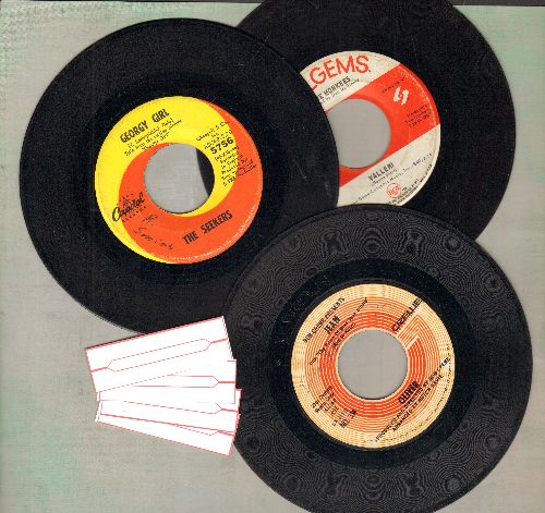 Monkees, Oliver, Seekers - 3-Pack of first issue Top 40 Hits: Georgy Girl, Jean, Valleri! - Shipped in plain white paper sleeves with 4 blank juke box labels. - VG7/ - 45 rpm Records
