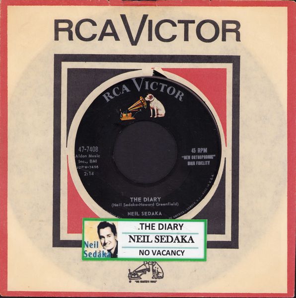 Sedaka, Neil - The Diary/No Vacancy (with jukebox label and RCA company sleeve) - NM9/ - 45 rpm Records