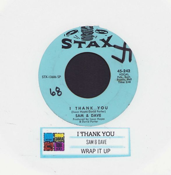 Sam & Dave - I Thank You/Wrap It Up (with jukebox label, wol) - EX8/ - 45 rpm Records