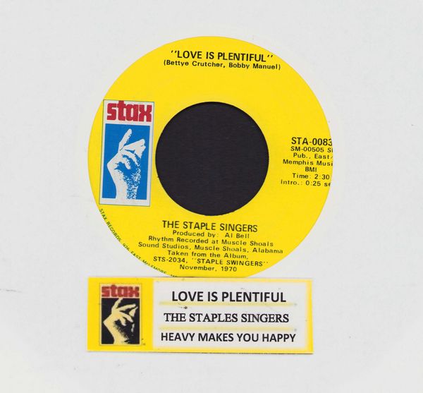 Staple Singers - Love Is Plentiful/Heavy Makes You Happy (with juke box label) - NM9/ - 45 rpm Records