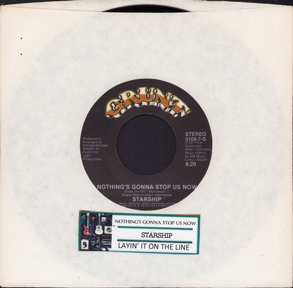 Starship - Nothing's Gonna Stop Us Now/Layin' It On The Line  (with jukebox label) - VG7/ - 45 rpm Records